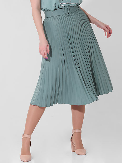 Плиссированная юбка женская больших размеров офисная - Almond фото 47