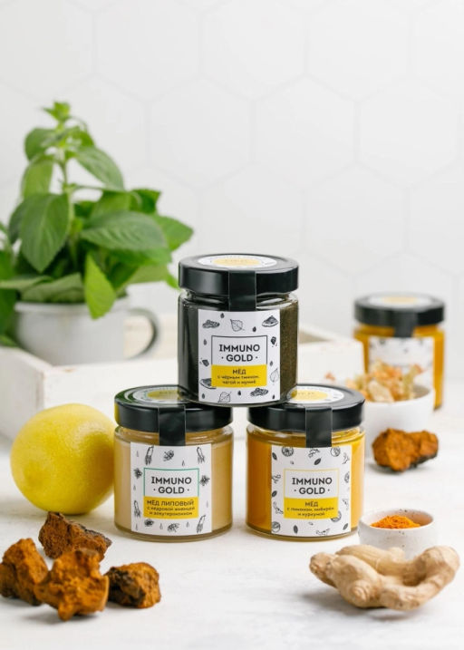 Мёд Immuno Gold с куркумой, имбирём и лимоном, 200 г - Сибирский кедр фото 9