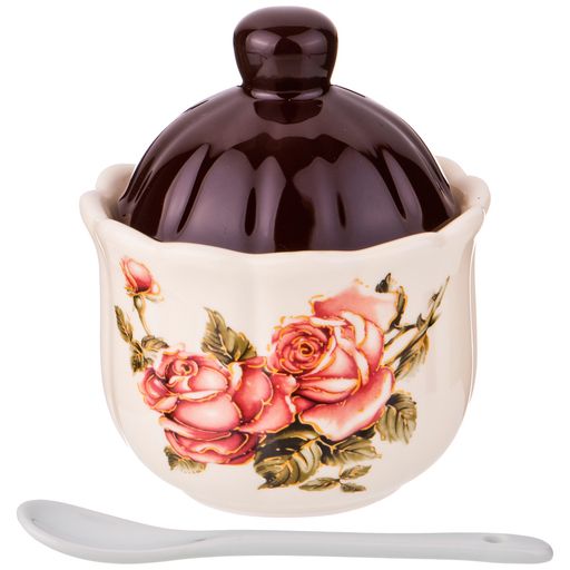 САХАРНИЦА С ЛОЖКОЙ КОРЕЙСКАЯ РОЗА 10*10*12 СМ / 280 МЛ - Agness фото 3