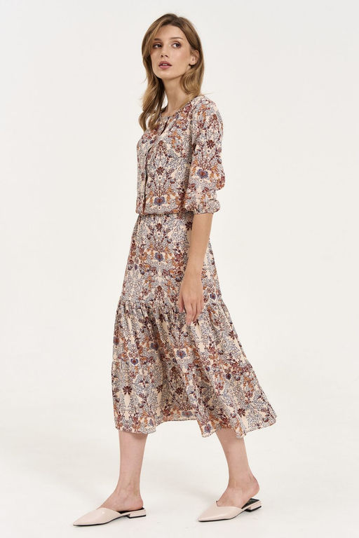 Платье Lenata 11354 рисунок на бежевом