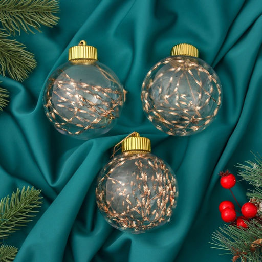 Ёлочные игрушки Джотто, шары новогодние, d=8 см, набор 3 шт., золото прозрачный - Зимнее волшебство фото 4