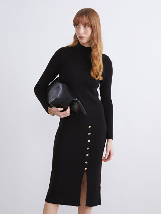 Yar?m Bal?k?? Yaka Triko Elbise