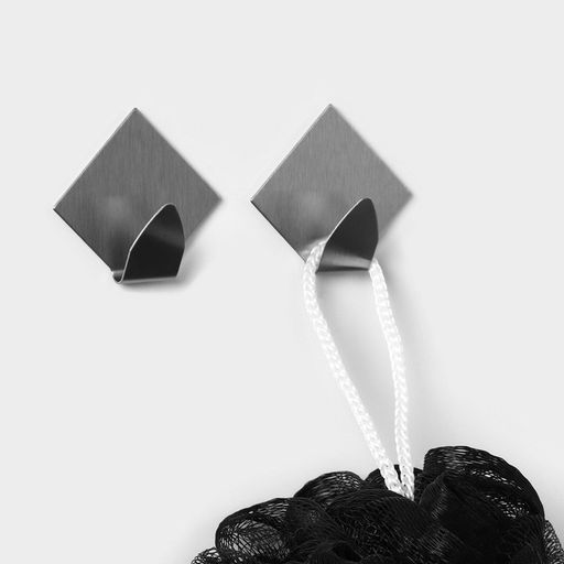 Цена за 2 шт. Крючки самоклеящиеся SAVANNA Ромб, 2 шт., металл, 4.54.82 см, хромированные фото 5