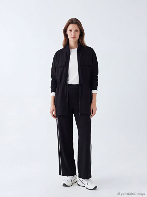 Dik Yaka Soft Touch Kad?n Fermuarl? Sweatshirt