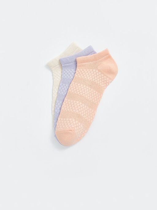 Kendinden Desenli Kad?n Patik ?orap 3l?