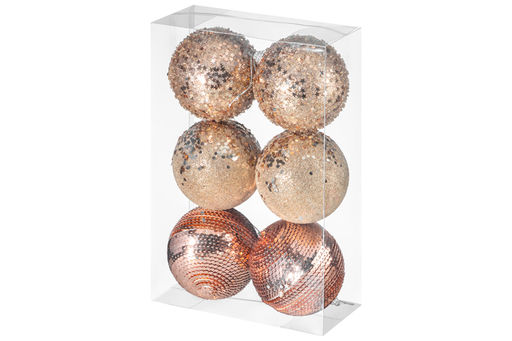 Набор 6 новогодних шаров 9,5*9,5 см Шампань - Elan gallery фото 6
