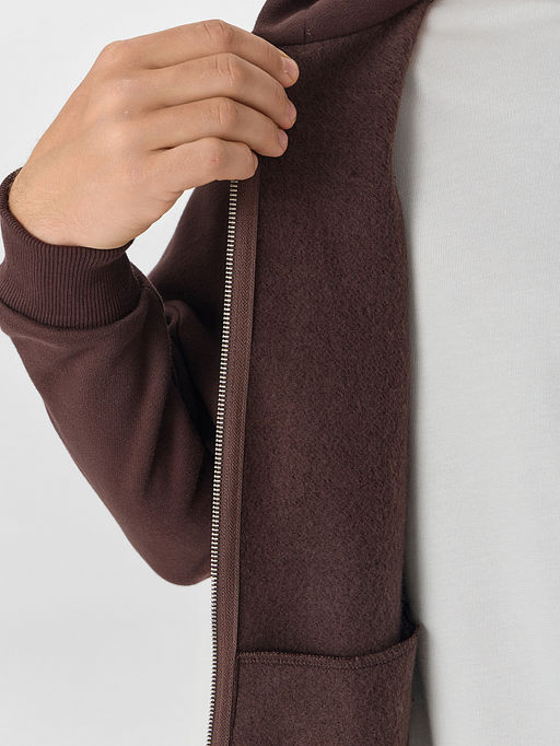 Теплая толстовка мужская коричневая на молнии