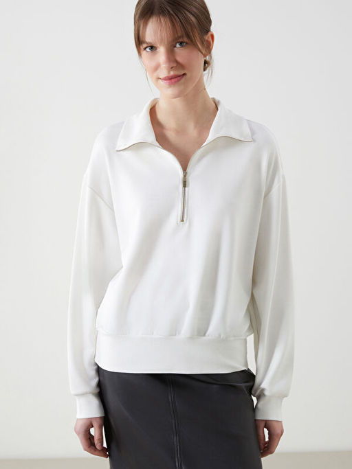 Dik Yaka Oversize Kad?n Sweatshirt