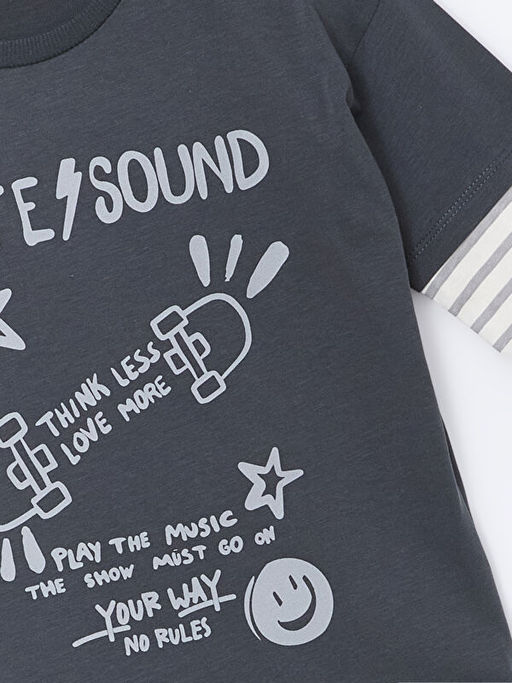 Bisiklet Yaka Uzun Kollu Erkek Bebek ?izgili Ti??rt - Waikiki фото 2