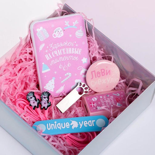 Зарядное устройство, попсокет, наушники, флешка и штекер Magic winter box, набор - Like me фото 3