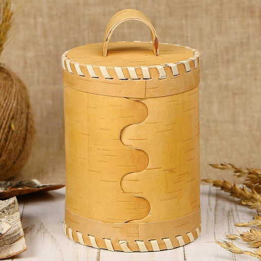 Туес «Иван-чай», 8.5×8.5×14 см, береста