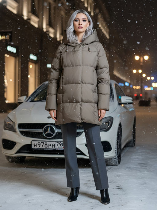 Куртка двубортная женская зимняя с капюшоном коричневого цвета 7736K Бренд: Visdeer  фото 28