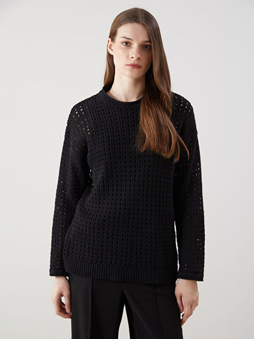 Bisiklet Yaka Ajurlu Kad?n Triko Tunik