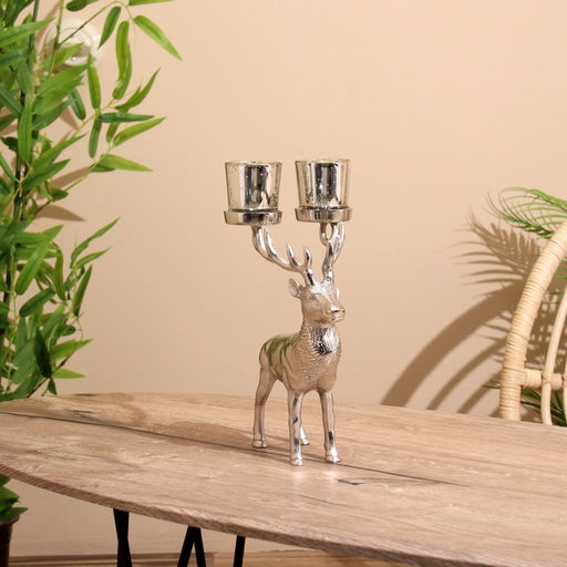 Подсвечник на 2 свечи «Олень», 15×18×31 см, алюминий