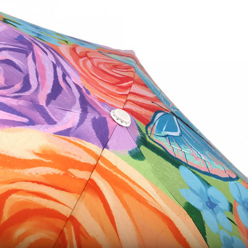 Зонт-мини механический Цветы и бабочки ткань эпонж (полиэстер) с деколью + черное УФ-покрытие, 6 лучей, д/купола 91см, 5 сложений, 17см в сложенном виде, механизм против ветра, пластмассовая ручка, розы, 223гр (Китай) - Домашняя мода фото 5