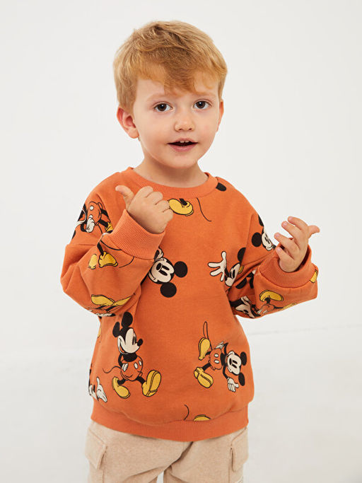 Bisiklet Yaka Uzun Kollu Mickey Mouse Bask?l? Erkek Bebek Sweatshirt - Waikiki фото 2