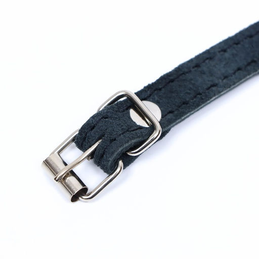 Ошейник замшевый двухслойный 1,2 см, ОШ 30-38 см, черный - Пижон фото 5