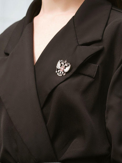 Брошь Герб Российской Федерации, красная в золоте