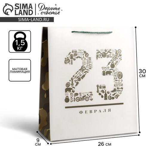 Пакет ламинированный вертикальный 23 февраля, M 26 30 9 см - Дарите счастье фото 5