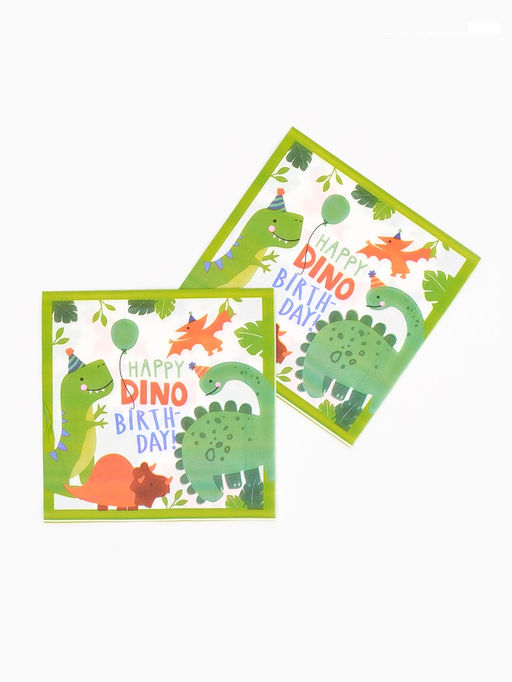 Салфетки бумажные Dino birthday, 33х33 см, 20 шт - Страна карнавалия фото 2