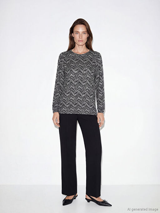 Bisiklet Yaka Desenli Bluz