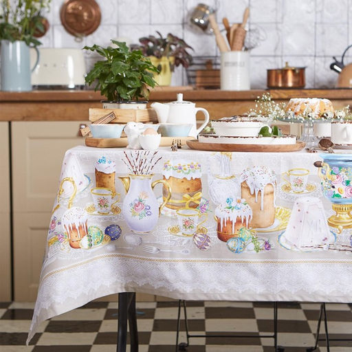 Скатерть Этель «Пасхальные куличи» 220×147 см, 100% хлопок, саржа 190 г/м²