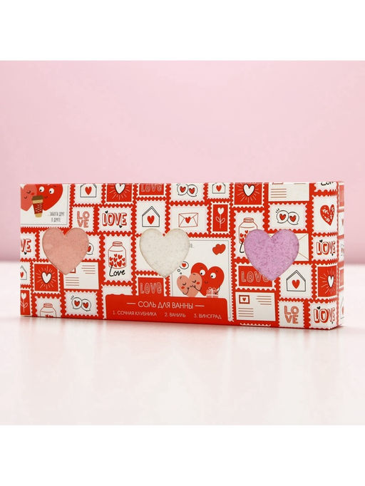 Соль для ванны Love, 3×100 г, Чистое счастье