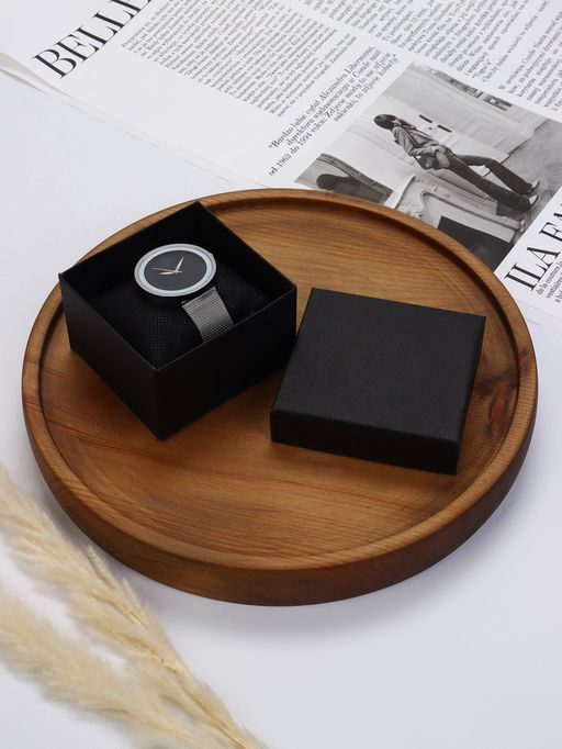 Цена за 2 шт. Коробочка подарочная для часов, 9×8.5×5 см, вставка чёрная, чёрная