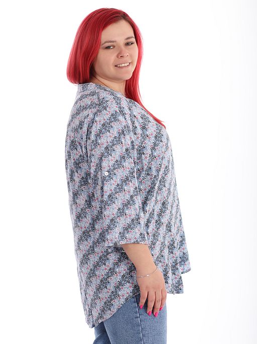Рубашка женская возрастная с цветочным принтом летняя - Almond фото 3