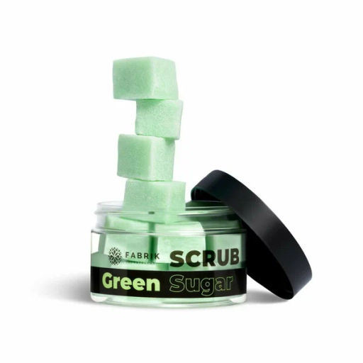 FABRIK Cosm. Скраб-"кубики" Сахарный д/тела Sugar Green Scrub 200гр банка срок 03.2026