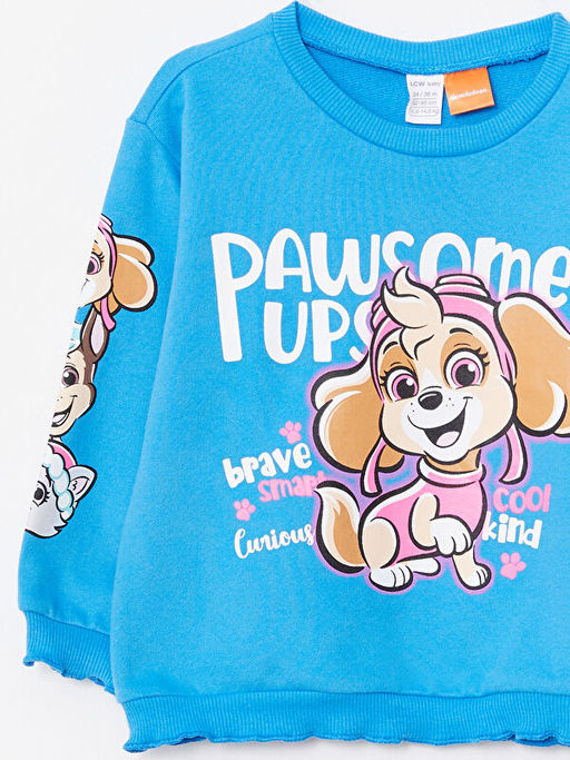 Bisiklet Yaka Uzun Kollu Paw Patrol Bask?l? K?z Bebek Sweatshirt - Waikiki фото 2