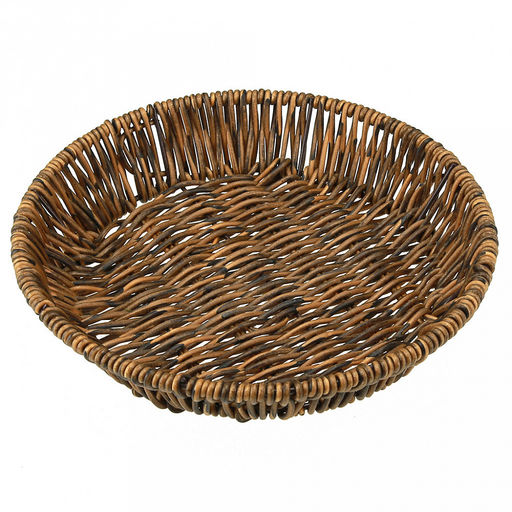 Корзина-сухарница плетеная "Кондитер" д21,5см h4см, полипропилен, коричневый, металлический каркас, форма "круглая" (Китай)