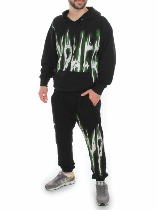2627/7350 BLACK/GREEN Костюм спортивный мужской (75% хлопок, 20% полиэстер, 5% спандекс)