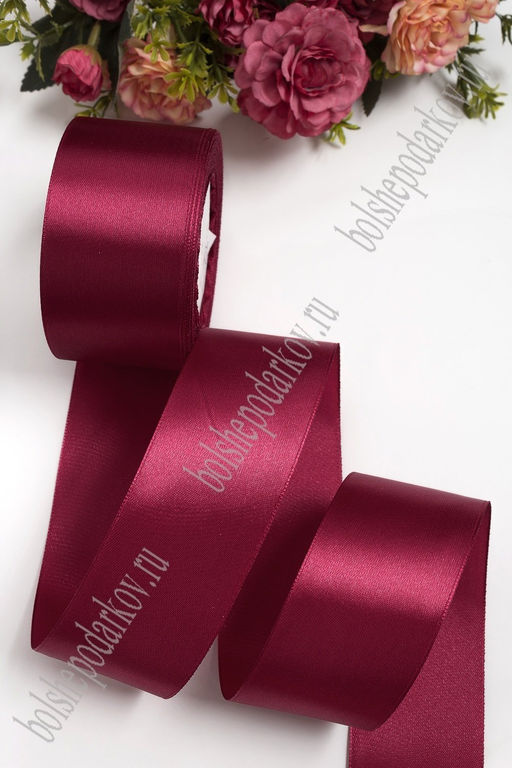 Лента атласная 4,6 см*25 ярд (SF-1355) бордовый №037