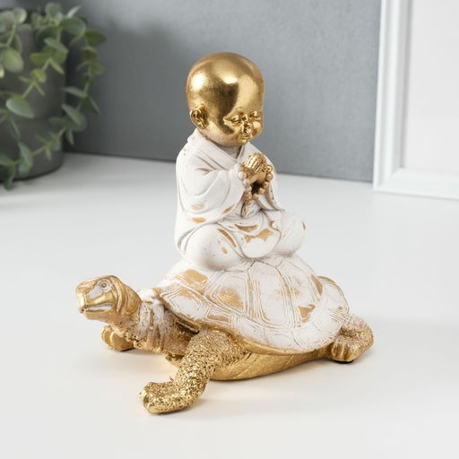 Фигурка полистоун «Маленький Будда на черепахе», 17×11×17 см