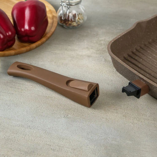 Сковорода-гриль квадр.24*24 АП Гранит brown со съемной ручкой и стекл. крышкой арт.С064806 /Мечта/  фото 16