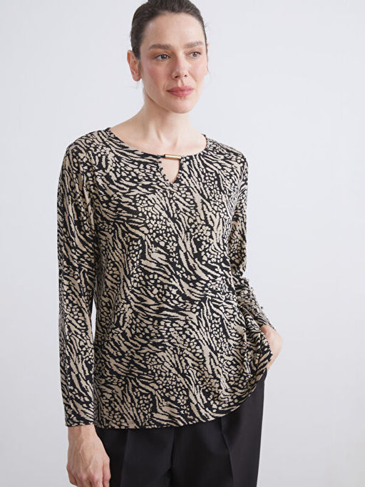 Bisiklet Yaka Desenli Bluz