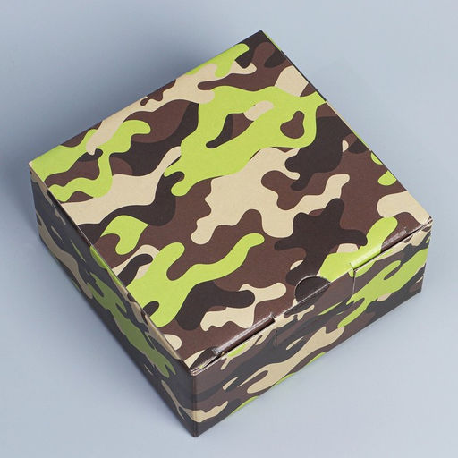 Коробка подарочная сборная, упаковка, «Милитари», 15 х 15 х 7 см