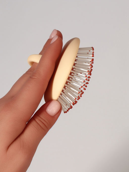 Расчёска массажная, компактная, 8×6.5 см, бежевая