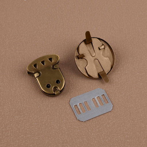 Цена за 6 шт. Застёжка для сумки, 3×3 см, цвет бронзовый