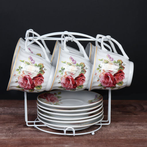 Чайный набор 12 предметов 220 мл / MS-1234 /уп 8/ металл подставка - ГалеонТрейд фото 4