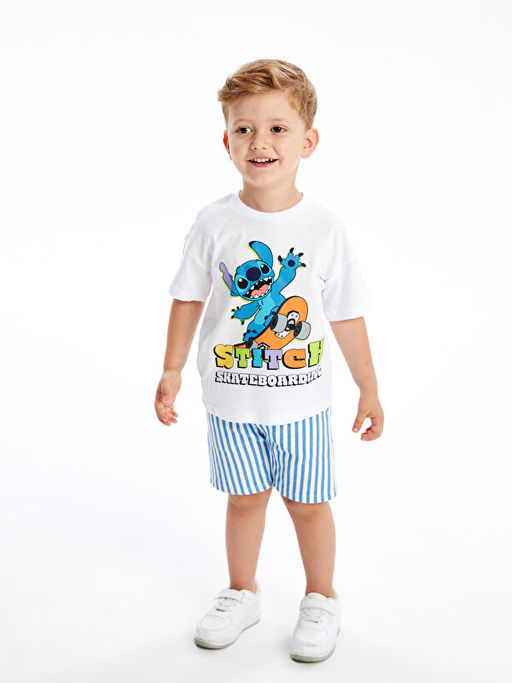 Bisiklet Yaka Stitch Bask?l? K?sa Kollu Erkek Bebek Ti??rt - Waikiki фото 4