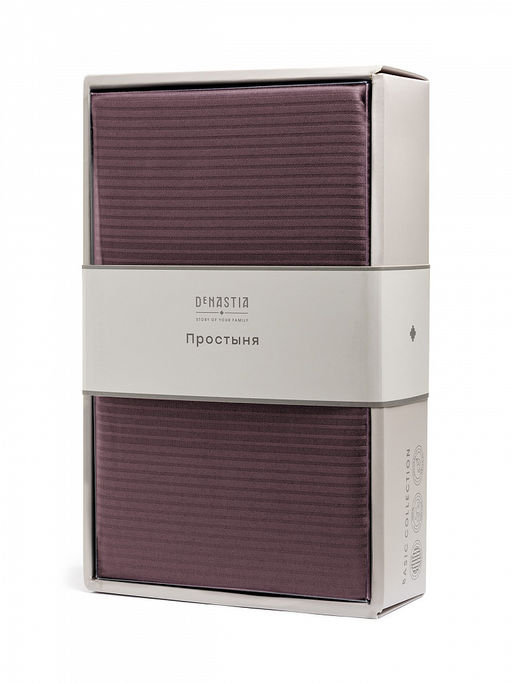 Простыня сатин-страйп 210x240 пурпурный сатин - Denastia фото 5