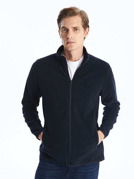 Dik Yaka Uzun Kollu Polar Erkek Fermuarl? Sweatshirt