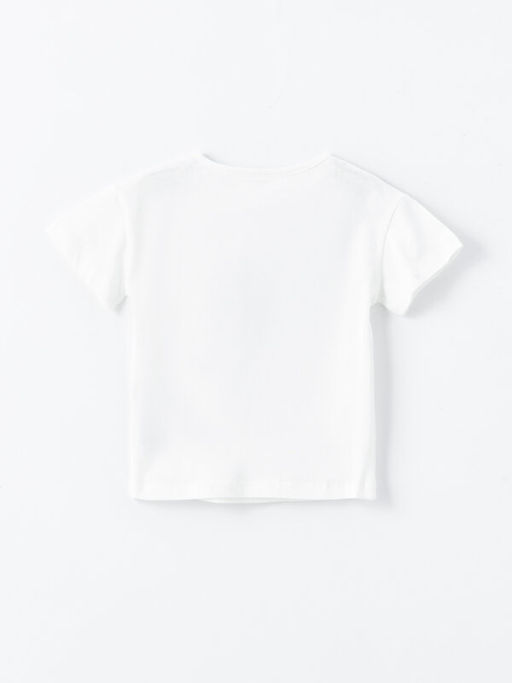 Bisiklet Yaka Bask?l? K?sa Kollu K?z Bebek Ti??rt - Waikiki фото 2