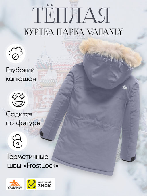 Куртка парка зимняя детская подростковая для мальчика с капюшоном и мехом серого цвета 9441Sr