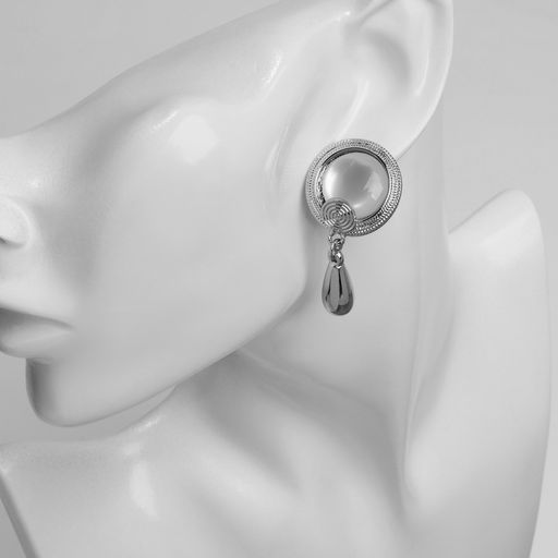 Серьги с жемчугом Капли буря, цвет серебро - Qf фото 3