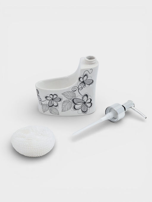 Дозатор для моющего средства с подставкой для губки Доляна «Романтика», 250 мл