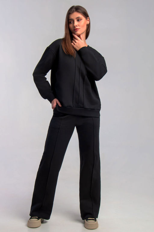 Арт. 2531 Костюм с брюками женский 44-50 (4 шт) Цвет:верх-черный,низ-черный - Калинка фото 10