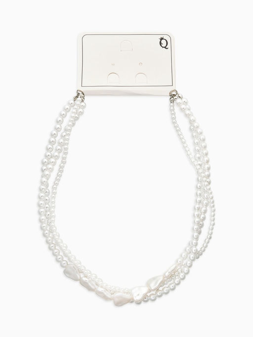 Чокер- бусы «Сияние жемчуга. Сердце мятое», L=45 см, белый в серебре